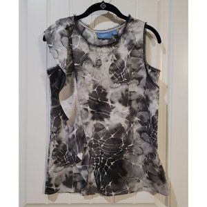 Simply Vera Wang Women's Size XS Sleeveless Raw Hem Ruffle Shoulder Gray Blouse